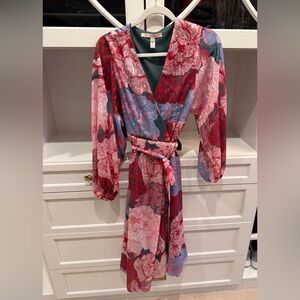 Hutch Red and Blue Floral Wrap Dress